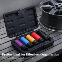 5 Pieces Non-Scratching Wheel Protector Lug Nut Socket Set Cr-Mo Steel Construction Lug Nut Socket Set for Tire Shop