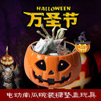 Electric Halloween Pumpkin Candy Bowl with Motion Sensor