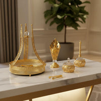 5 Pieces Arabian Incense Burner Scent Dish Collection Set Luxury Gilded Scent Dish Collection Set Metal Decorative Home Ornament for Living Room