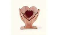 Wooden Heart Puzzle Ornament Handmade Heart Puzzle Statue Unique Grain Table Ornament for Parents, Office