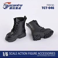 现货TCT-046 1/6女兵人马丁靴 黑色靴子鞋子 短靴空心无脚 模型