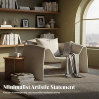 Italian Minimalist Aesthetic claw-formShaped Armchair signature design Accent Chair distinctive outline Seating Furniture Sculptural Form for Interior Designers, Apartment Dwellers, Living Room, Lounge Area, perusing alcove, Small Spaces