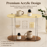 Large 3-Layer Acrylic Display Shelf, Clear Tiered Storage Rack for Cups & Tea Sets, Modern Desktop Organiser Stand