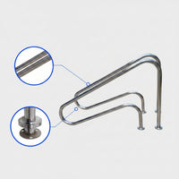 2 Pieces Pool Handrail 304 Stainless Steel Pool Handrail with Mounting Base for Homeowners, Hotel Owners, Spa