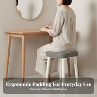 Upholstered Vanity Stool Non-Slip Foot Pads Stackable Tufted Footstool for Women