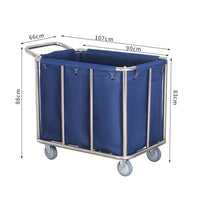 Hotel Linen Cart Easy to Clean Stainless Steel Laundry Trolley Waterproof Bag