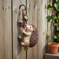 Climbing Hedgehog Statue Weather Resistant Creature Figurine for Patio