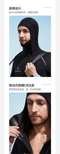 新款3MM连体保暖潜水服男长袖加厚连帽潜水衣女浮潜冲浪游泳湿衣