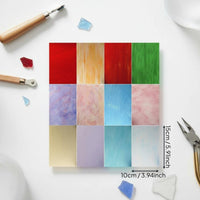 12 Pieces Stained Glass Sheets Multi-Color Assortment Colored Glass Panes Handmade Crafts Supplies for Crafters, Artists, Art