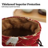 Thickened Padding Padded Teacup Bag Washable Satin Cup Holder Bag Multi-Functional for Travelers, Home Organizers, Office, Outdoor