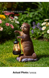 Solar Otter Lantern Garden Resin Animal Statue Decoration