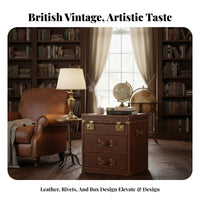 SuitcaseVintage End Table Vintage Design Bedside Storage Table British-themed Easy Assembly for Interior Decorators, Students