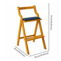 Folding Bar Chair Comfortable Stool with Backrest Portable for Kitchen