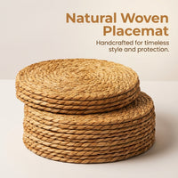Round Woven Seagrass Placemat, Heat Resistant Table Mat for Home Cooks, Non Slip Coaster Pot Holder, 15 Inch Diameter