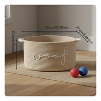 Woof Storage Basket With Handles Dog Toy Basket for Playroom