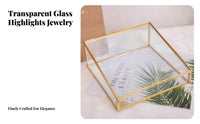 Trapezoid Glass Display Case Gilded Finish Frame Lidded Glass Case Clear View