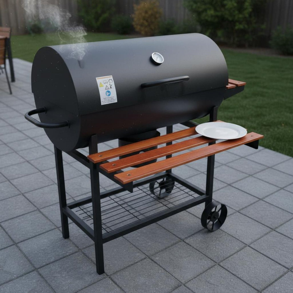 Patio Barbecue Grill Heat-Resistant Coating Covered Briquette-Fueled Outdoor Grill Easy to Assemble Outdoor Cooking for Party Hosts, Families