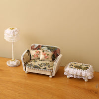 1:12 Dollhouse European Princess Bed and Double Sofa Set for OB11 Model Toys