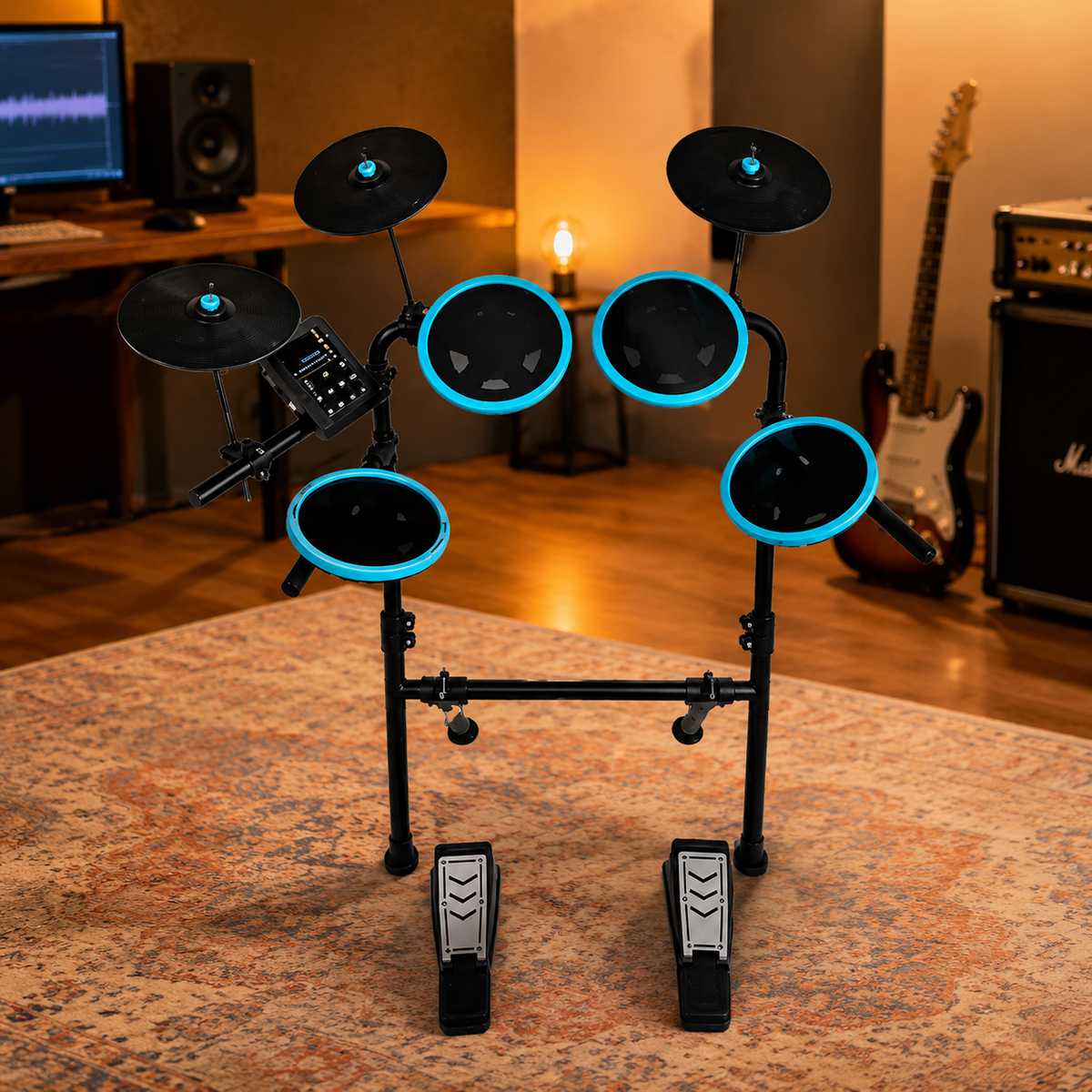 5 Pad Electronic Drum Kit, Electric Drum Set for Children, 120 Sounds, 32 Polyphony, Quiet Practice Drums