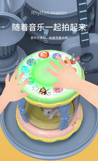 婴儿手拍鼓儿童6个月12宝宝玩具0一1岁3早教益智音乐旋转木马拍鼓 充电版-超大号【升级】木马鼓