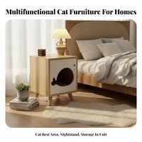 Nightstand with Cat Bed two-wayUse Design Multifunctional Pet Side Table