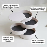 Rotating Jewelry Box with Mirror, Large Capacity Jewelry Organizer Bracelets Rings Earrings, Multi-Layer Storage Box for Travel Vanity