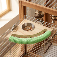 Solid Avian Perch with Feeder and Bird Water Dispenser, Multi-functional Small Bird Stand for Small Medium Parakeets and Cockatiels, 142ch