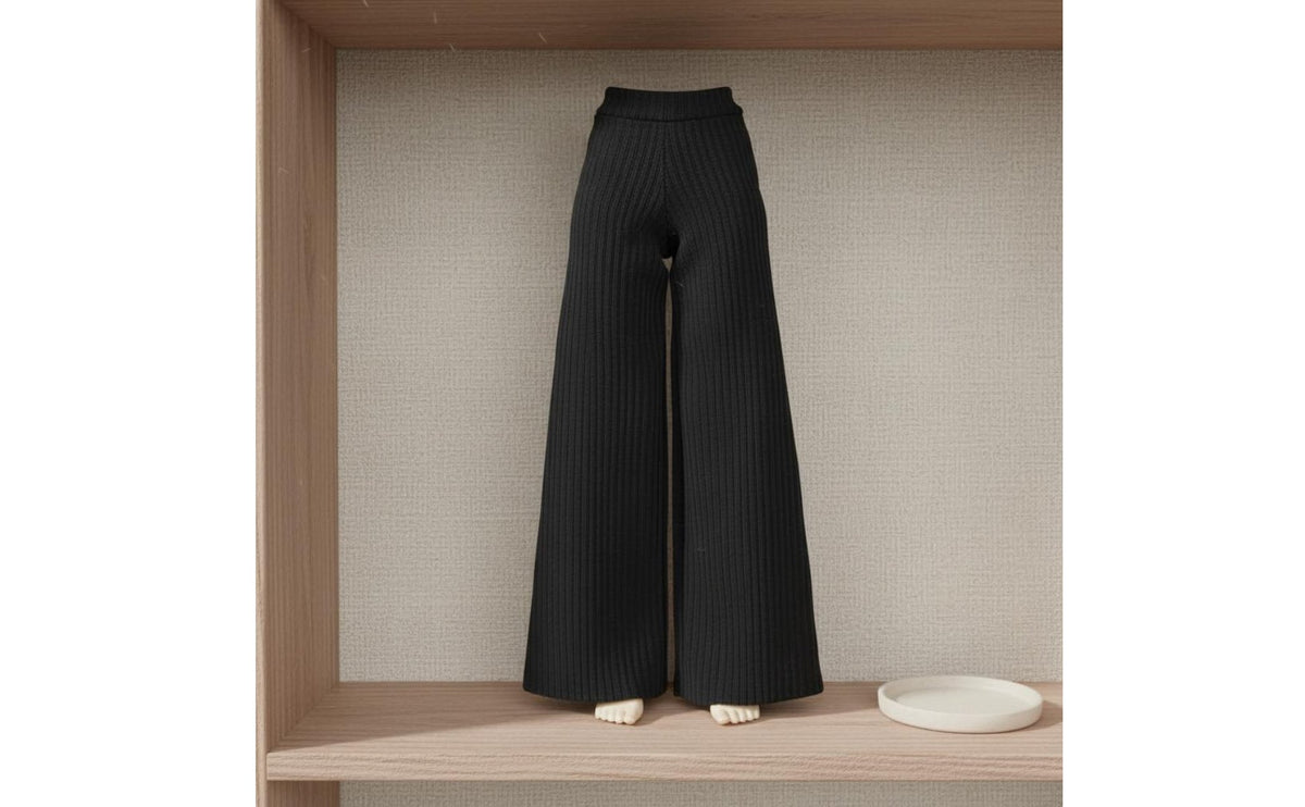 1/12 Scale Wide-Leg Pants High-Waisted Fit Female Figure Flared Pants for Hobbyists