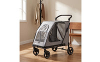 Spacious Pet Stroller with Rain Cover Roomy Pet Stroller with Mesh Panels Breathable Safe for Dogs, Cats, Outdoor Walks, Travel, Park