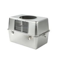 Cat Litter Box Semi-enclosed Stainless Steel Enclosed Easy Clean Front Entry Top Access Non-porous Surface Suitable for Pet Owners Large Cats Home Use