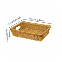 Shallow Woven Basket Tight Weave Rectangular Storage Basket Material Home Organization