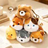 Cartoon Lying Animal Plush Pendant Fox Raccoon Lion Husky Cat