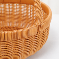 Small Basket with Integrated Handles, Lightweight Polywicker Fruit Basket, Empty Gift Baskets for Groceries & Storage