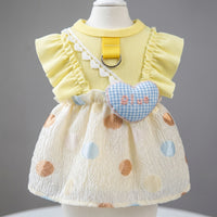 Dog Princess Dress with D-Ring Leash Attachment, Ruffled Dog Skirt for Small Dog Clothes, Imported Autumn Wear Cat Princess Dress Puppy Clothes