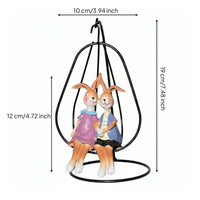 Swing Rabbit Ornament Painted Details Creature Sculpture Decorative