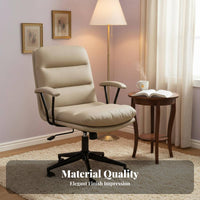 Upholstered Swivel Chair Padded Armrests Upholstered Roller Chair for Adults
