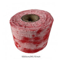 Stained Gauze Roll Fine Mesh Red and White Gauze Bandage Frayed Edges