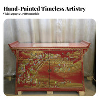 Chinese Design Entryway Cabinet Traditional Design Entryway Table Table Two Drawers Double Door Compartment for Hallway, Bedroom