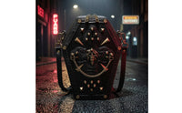Crossbody Bag with Shoulder Strap Punk Gothic Purse with Skull Eye-Catching Casket Bag for Concerts