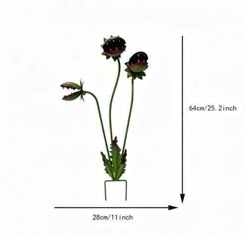 Carnivorous Flower Stake Foliage Details Three-Head Flower Stake Dark Interior