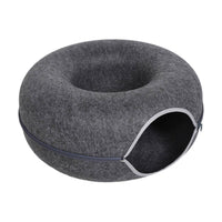 Semi-Enclosed Donut Cat Cave Easy to Clean Felt Cat Bed Cozy Hideaway Washable for Apartment