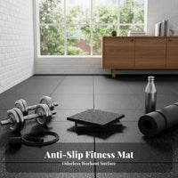 Sound Insulating Rubber Gym Floor Tile Noise Reducing Shock Absorbing Exercise Mat High Density Heavy Duty Rubber Mat Anti-Slip Surface for Weightlifters, Garage, Basement
