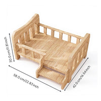 Wooden Elevated Dog Bed, Plush Mat, Indoor Comfort
