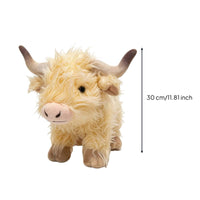 Highland Cow Stuffed Animal Toy Farmhouse-Style Highland Cow Stuffed Animal Plushie Long-Haired Shaggy for Children, Nursery