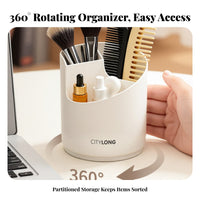 Effortless Rotate 360 Rotating Cosmetic Organizer Space-Saving 360° Cosmetic Organizer Tiered Compartments Multi-Compartment Makeup Carousel Long-Lasting PP Material for Students, Dressing Table, Office, Bathroom Counter, Dorm Room