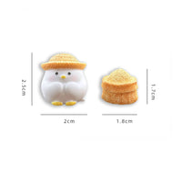 Mini Car Console Decoration Compact Size Straw Hat Chicken Figure Hand-Painted