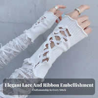 2 Pieces Fingerless lace-up limb sleeve Sleeves Balletcore Design and aesthetic Accessory
