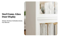 particle-resistantResistant Glass-Fronted Steel Cabinet Adjustable Shelves Metal and Glass Cabinet Minimalist Design storage cabinet sturdyDuty Construction for Book Lovers, Homeowners, Office Workers, Living Room, Bedroom