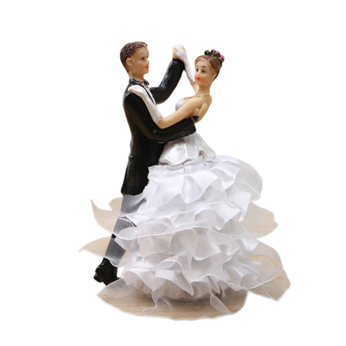 Bride and Groom Cake Topper Hand-Painted Romantic Couple Cake Topper Modern Wedding Couple Figurine for Newlyweds, Couples, Bridal Shower