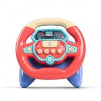 Lights and Sounds Steering Wheel Toy with Music Light-up Toy Steering Wheel with Buttons Colorful Interactive Dashboard Simulated for Babies, Toddlers, Kids, Travel